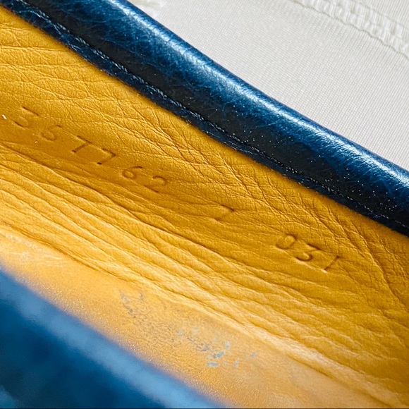 Gucci Navy Blue Genuine Pebbled Leather Loafer with Silver Horse-bit Size 7 - Picture 8 of 12